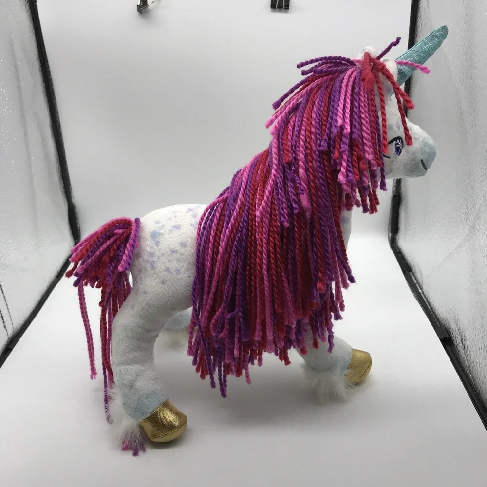 Douglas Toy  UNI the Unicorn Rainbow Yarn Hair Gold Hoofs Embroidered Eyes